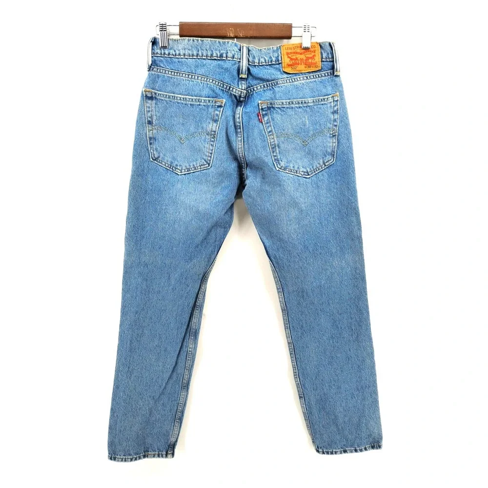 Levis 502 Jeans Regular Taper Blue 30x32 Distressed Grunge
